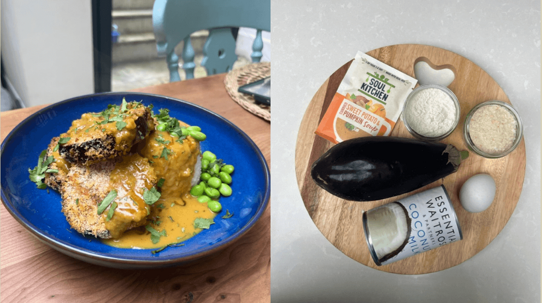 Aubergine Katsu with Sweet Potato & Pumpkin Sauce Recipe